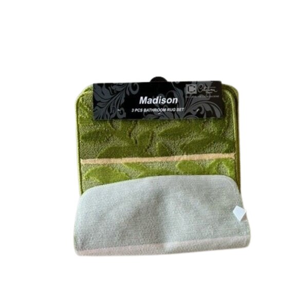 Madison 3 Piece Bathroom Rug Set, Bathroom Rug, Contour Rug & Lid Cover  Green - Picture 2 of 6